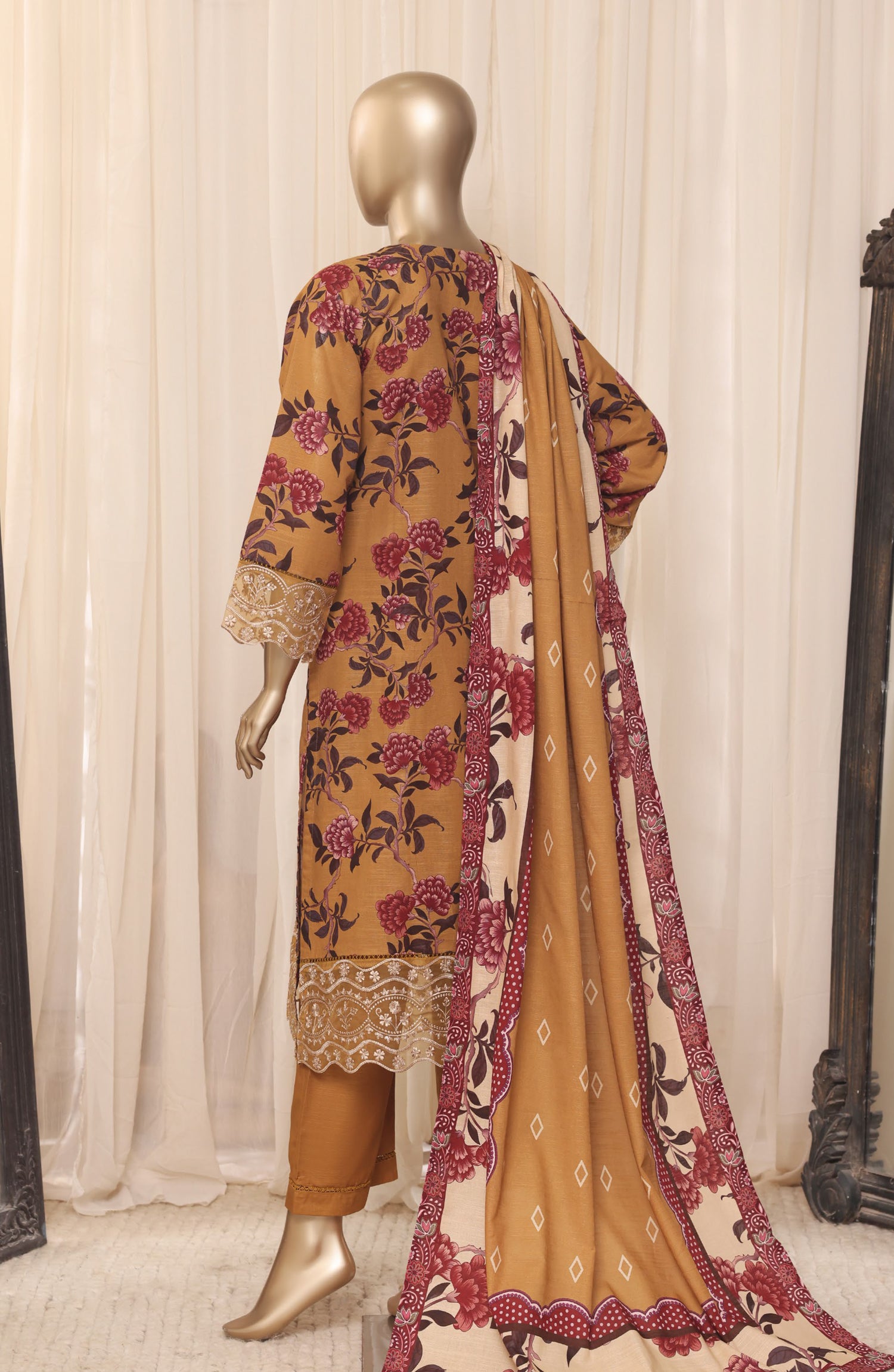 Sadabahar Embroidered Khaddar Stitched 3 Piece Suit - D-05 - SBD26LMT - Mustard - Winter Collection