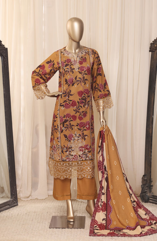 Sadabahar Embroidered Khaddar Stitched 3 Piece Suit - D-05 - SBD26LMT - Mustard - Winter Collection