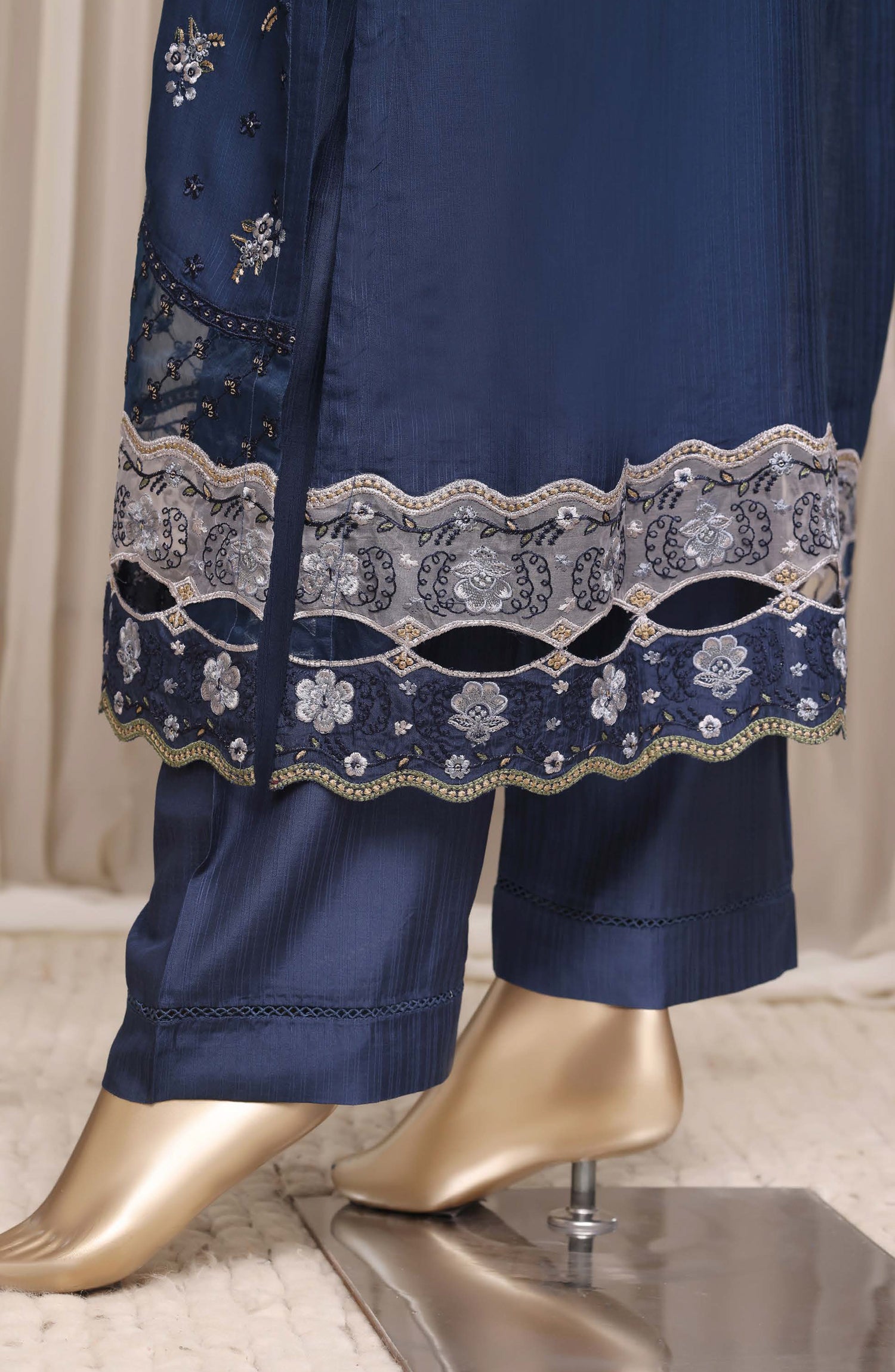 Sadabahar Luxury Embroidered Viscose Stitched 3 Piece Suit - D-03 - SBD26VC - Blue - Festive Collection