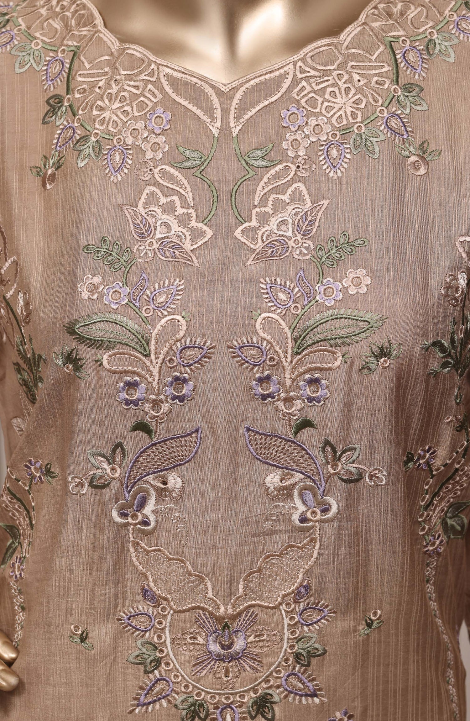 Sadabahar Luxury Embroidered Viscose Stitched 3 Piece Suit - D-04 - SBD26VC - Coffee - Festive Collection