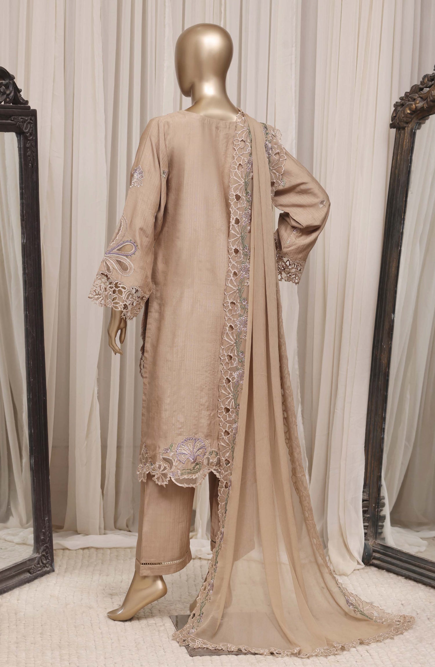 Sadabahar Luxury Embroidered Viscose Stitched 3 Piece Suit - D-04 - SBD26VC - Coffee - Festive Collection