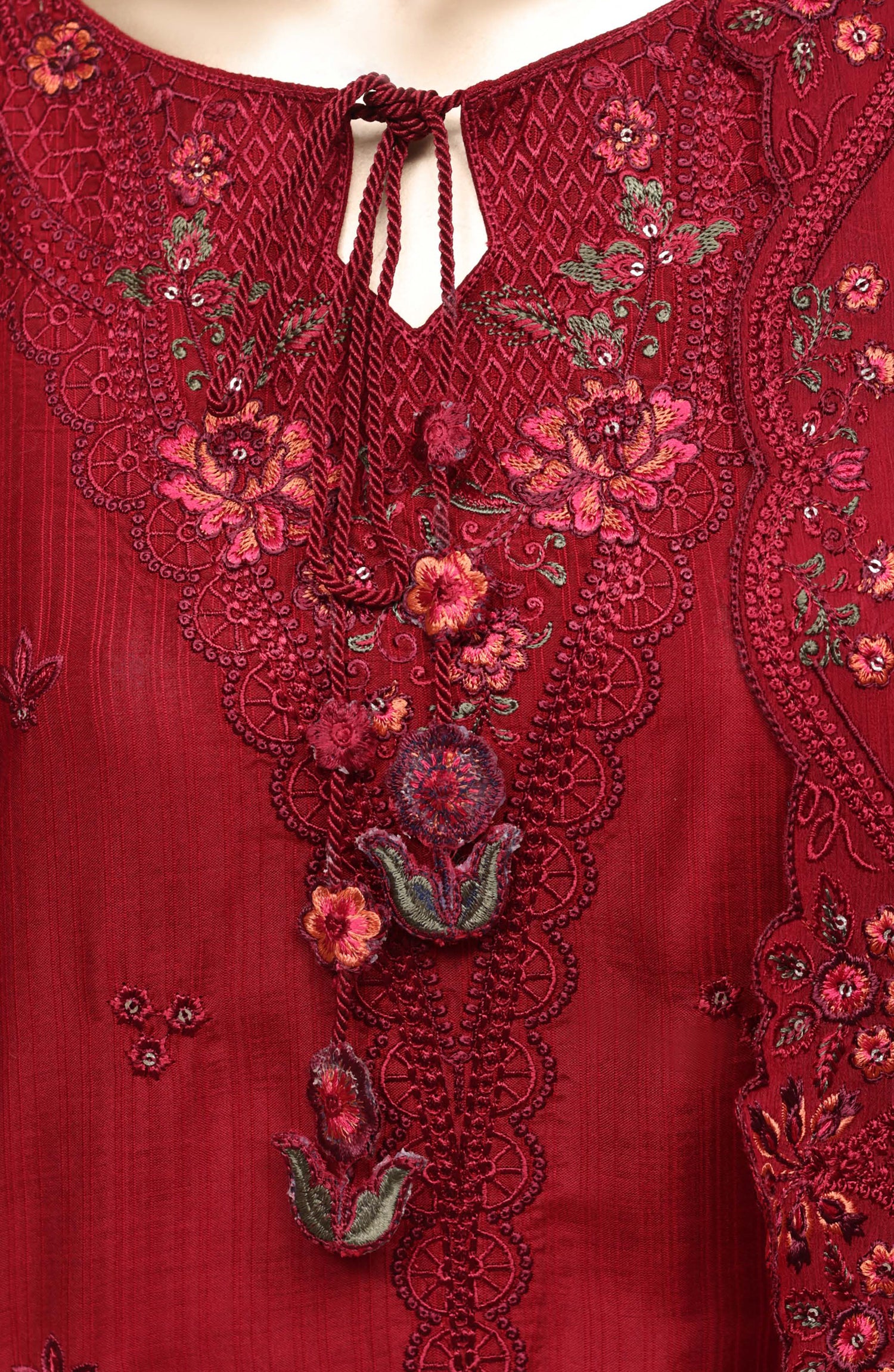 Sadabahar Luxury Embroidered Viscose Stitched 3 Piece Suit - D-05 - SBD26VC - Red - Festive Collection
