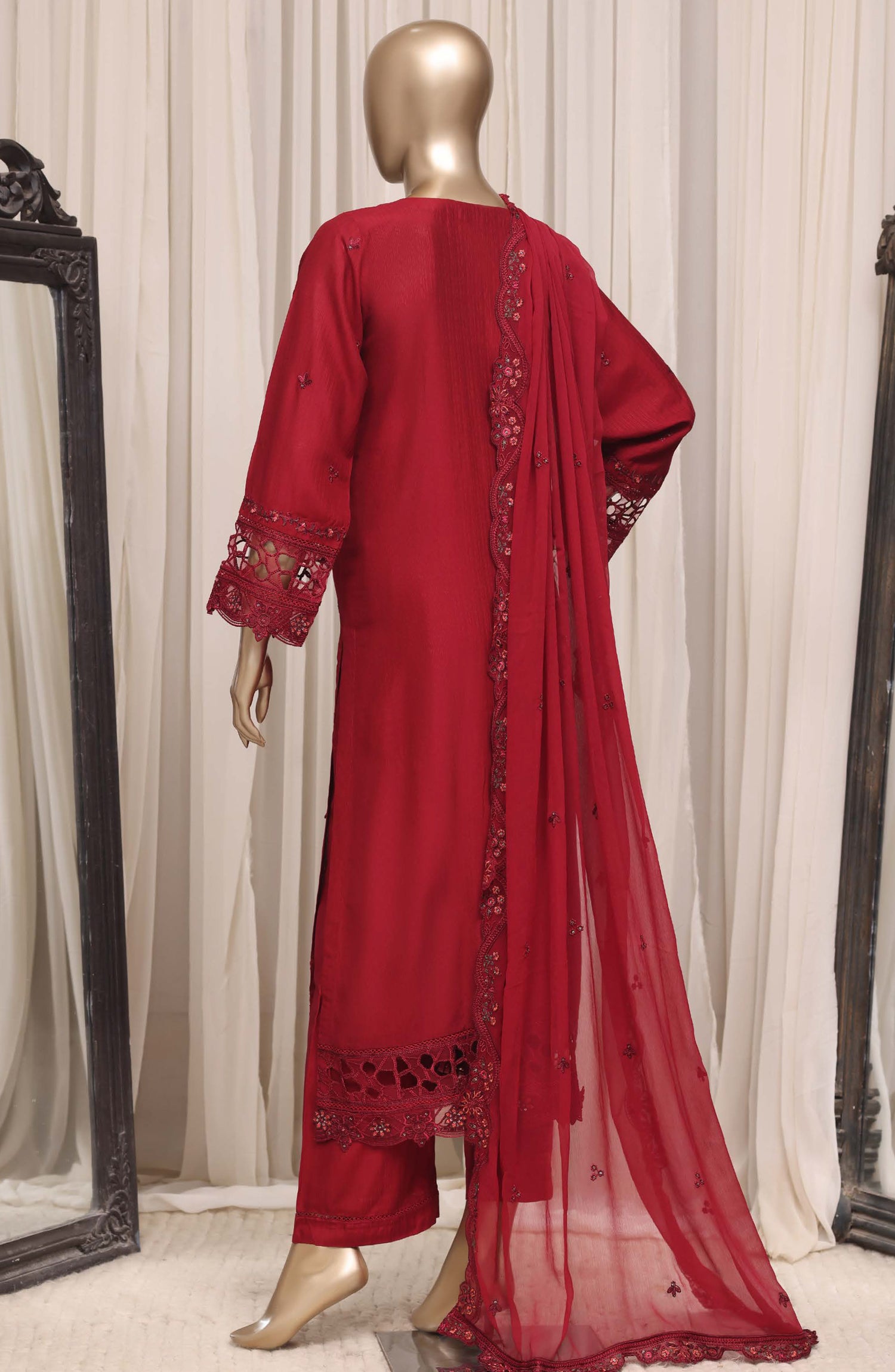 Sadabahar Luxury Embroidered Viscose Stitched 3 Piece Suit - D-05 - SBD26VC - Red - Festive Collection
