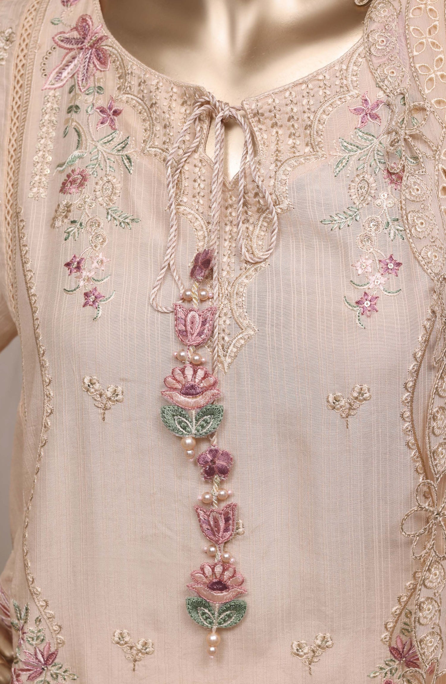Sadabahar Luxury Embroidered Viscose Stitched 3 Piece Suit - D-07 - SBD26VC - Light Peach - Festive Collection