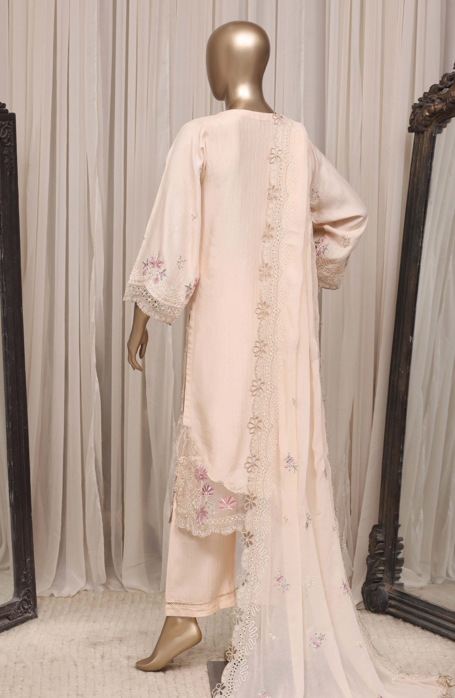 Sadabahar Luxury Embroidered Viscose Stitched 3 Piece Suit - D-07 - SBD26VC - Light Peach - Festive Collection