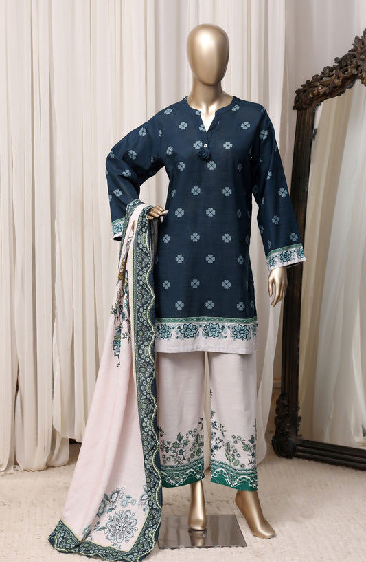 Sadabahar Printed Khaddar Stitched 3 Piece Suit - D-01 - SBD26RPN - Blue - Winter Collection