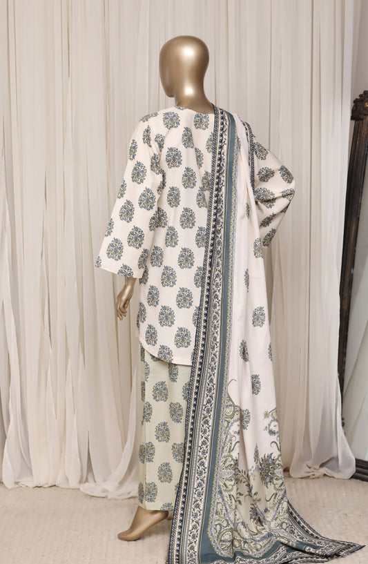 Sadabahar Printed Khaddar Stitched 3 Piece Suit - D-02 - SBD26NF - Off White - Winter Collection
