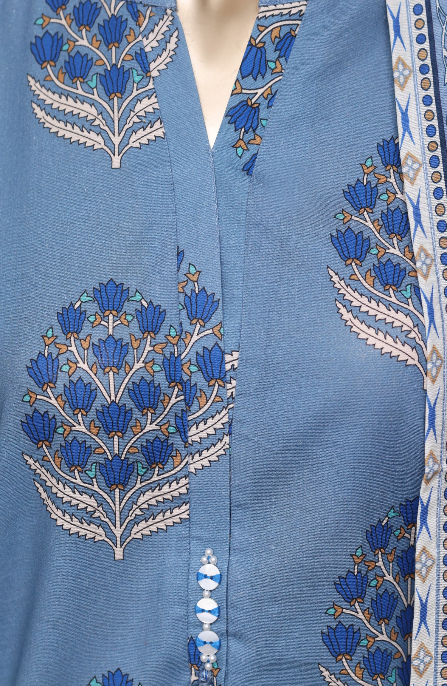 Sadabahar Printed Khaddar Stitched 3 Piece Suit - D-03 - SBD26NF - Blue - Winter Collection