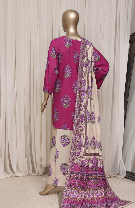 Sadabahar Printed Khaddar Stitched 3 Piece Suit - D-04 - SBD26NF - Pink - Winter Collection
