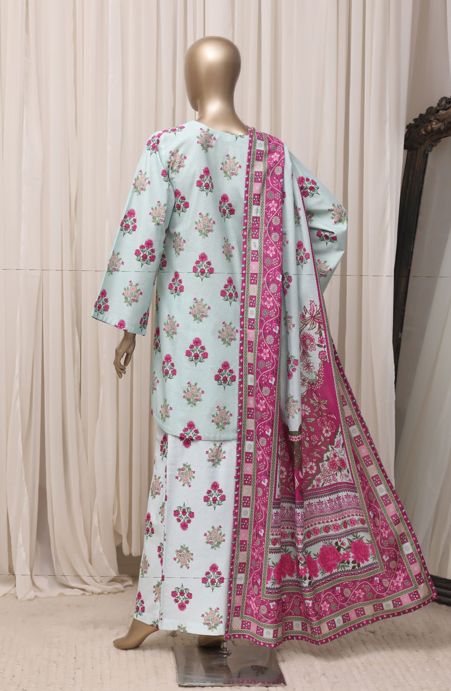 Sadabahar Printed Khaddar Stitched 3 Piece Suit - D-05 - SBD26NF - Sky Blue - Winter Collection