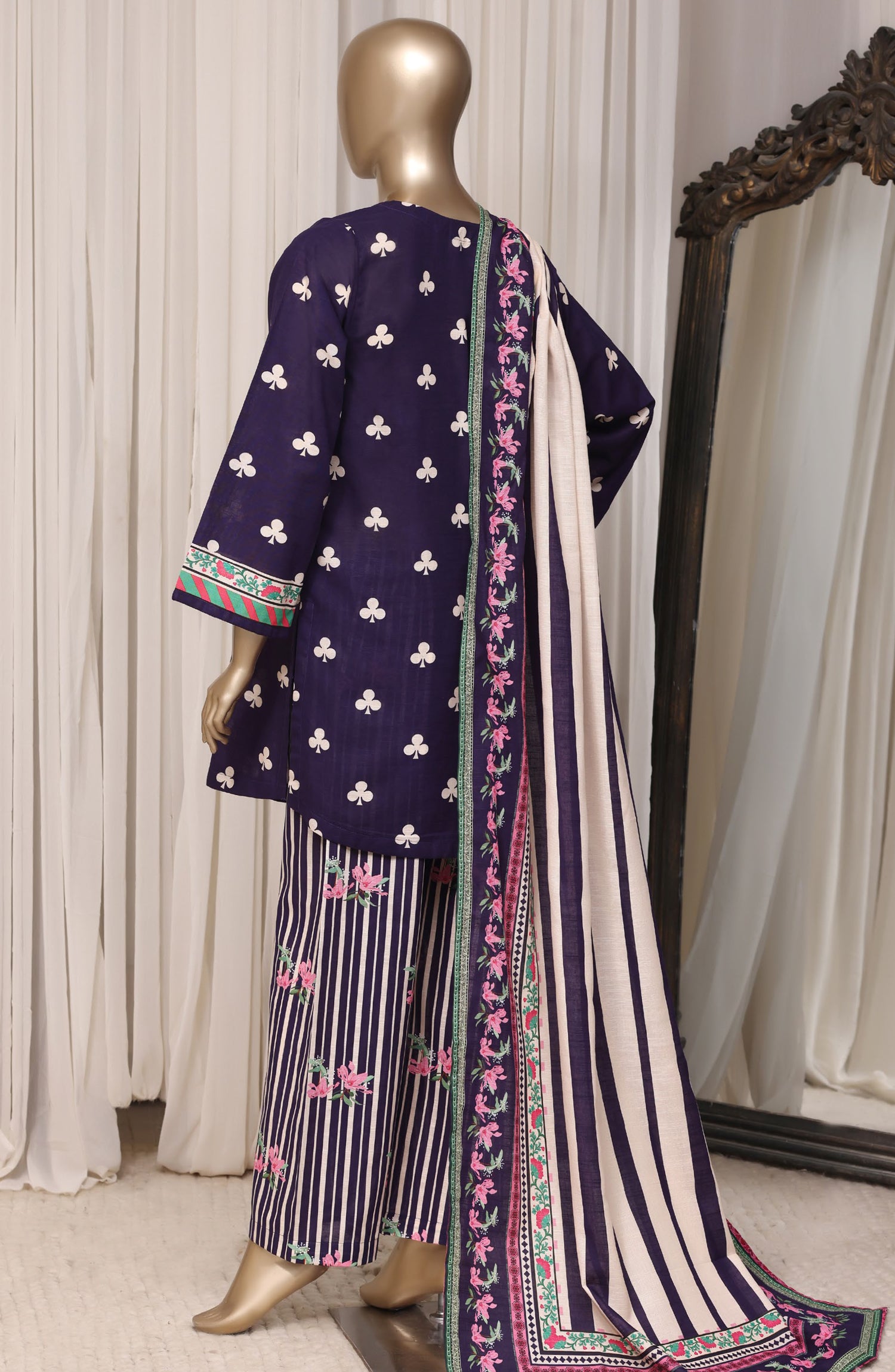 Sadabahar Printed Khaddar Stitched 3 Piece Suit - D-05 - SBD26RPN - Blue - Winter Collection