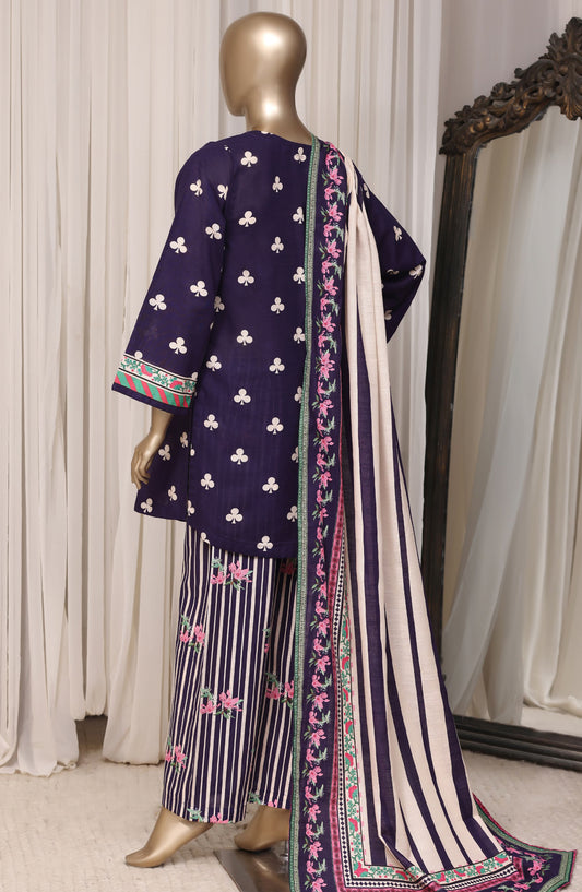 Sadabahar Printed Khaddar Stitched 3 Piece Suit - D-05 - SBD26RPN - Blue - Winter Collection