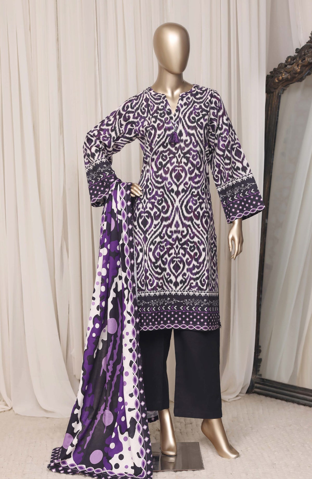 Sadabahar Printed Khaddar Stitched 3 Piece Suit - D-06 - SBD26KFV - Purple - Winter Collection