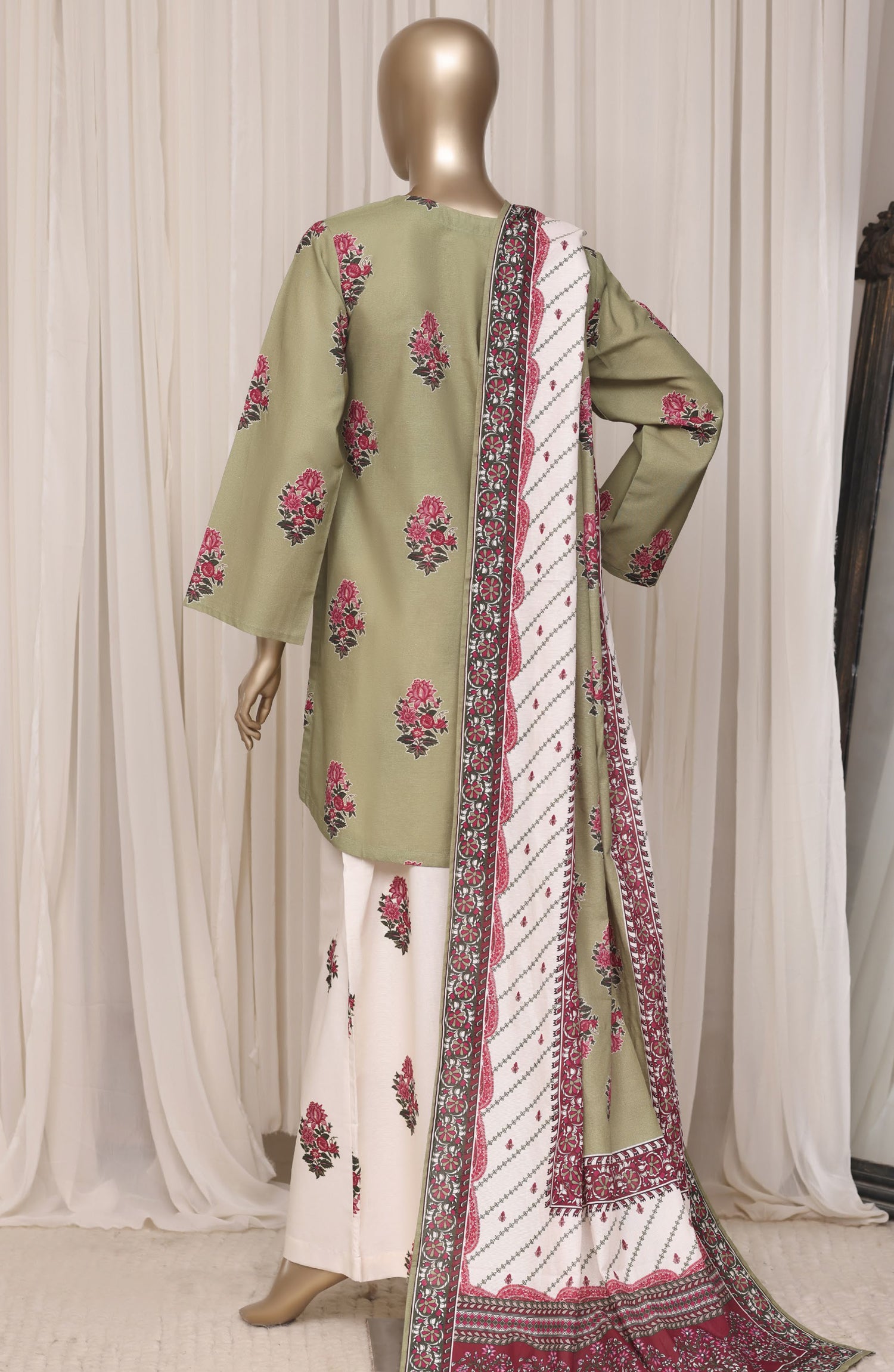 Sadabahar Printed Khaddar Stitched 3 Piece Suit - D-06 - SBD26NF - Green - Winter Collection