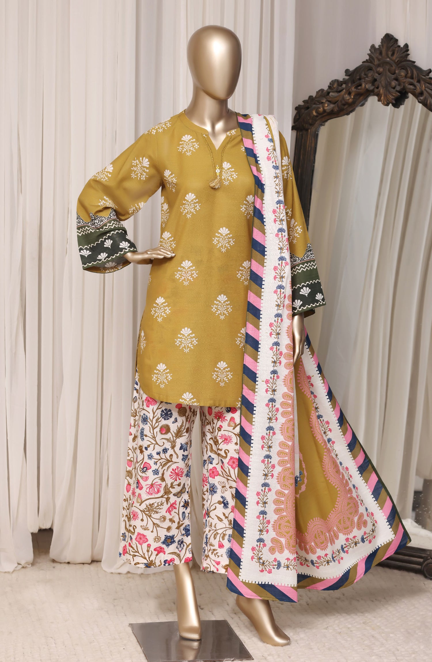 Sadabahar Printed Khaddar Stitched 3 Piece Suit - D-06 - SBD26RPN - Dhani - Winter Collection