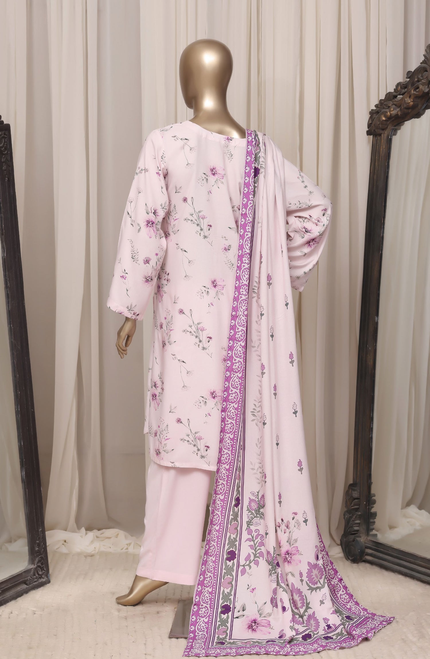Sadabahar Printed Linen Stitched 3 Piece Suit - D-01 - SBD26NEN - Pink - Winter Collection