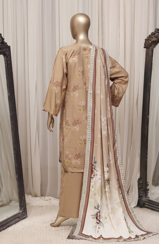Sadabahar Printed Linen Stitched 3 Piece Suit - D-02 - SBD26NEN - Coffee - Winter Collection