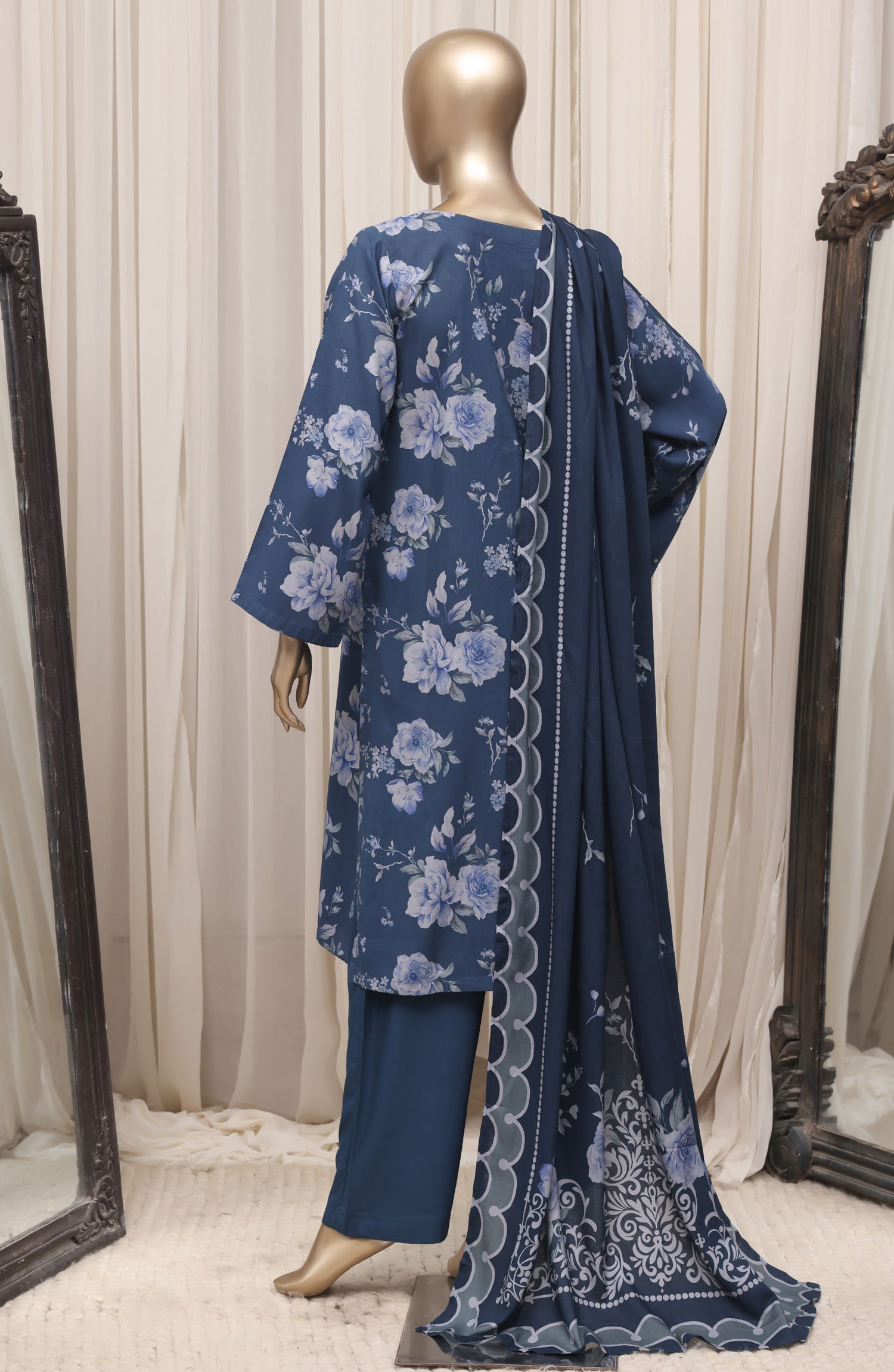 Sadabahar Printed Linen Stitched 3 Piece Suit - D-03 - SBD26NEN - Blue - Winter Collection