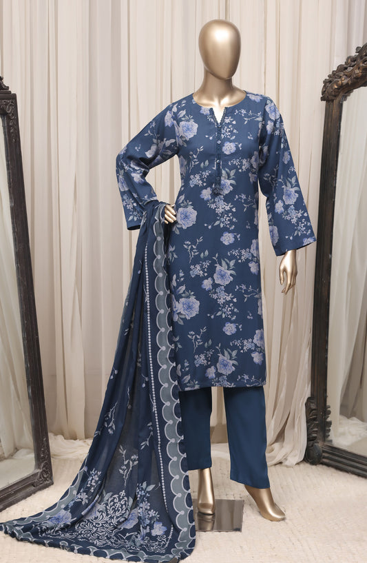 Sadabahar Printed Linen Stitched 3 Piece Suit - D-03 - SBD26NEN - Blue - Winter Collection