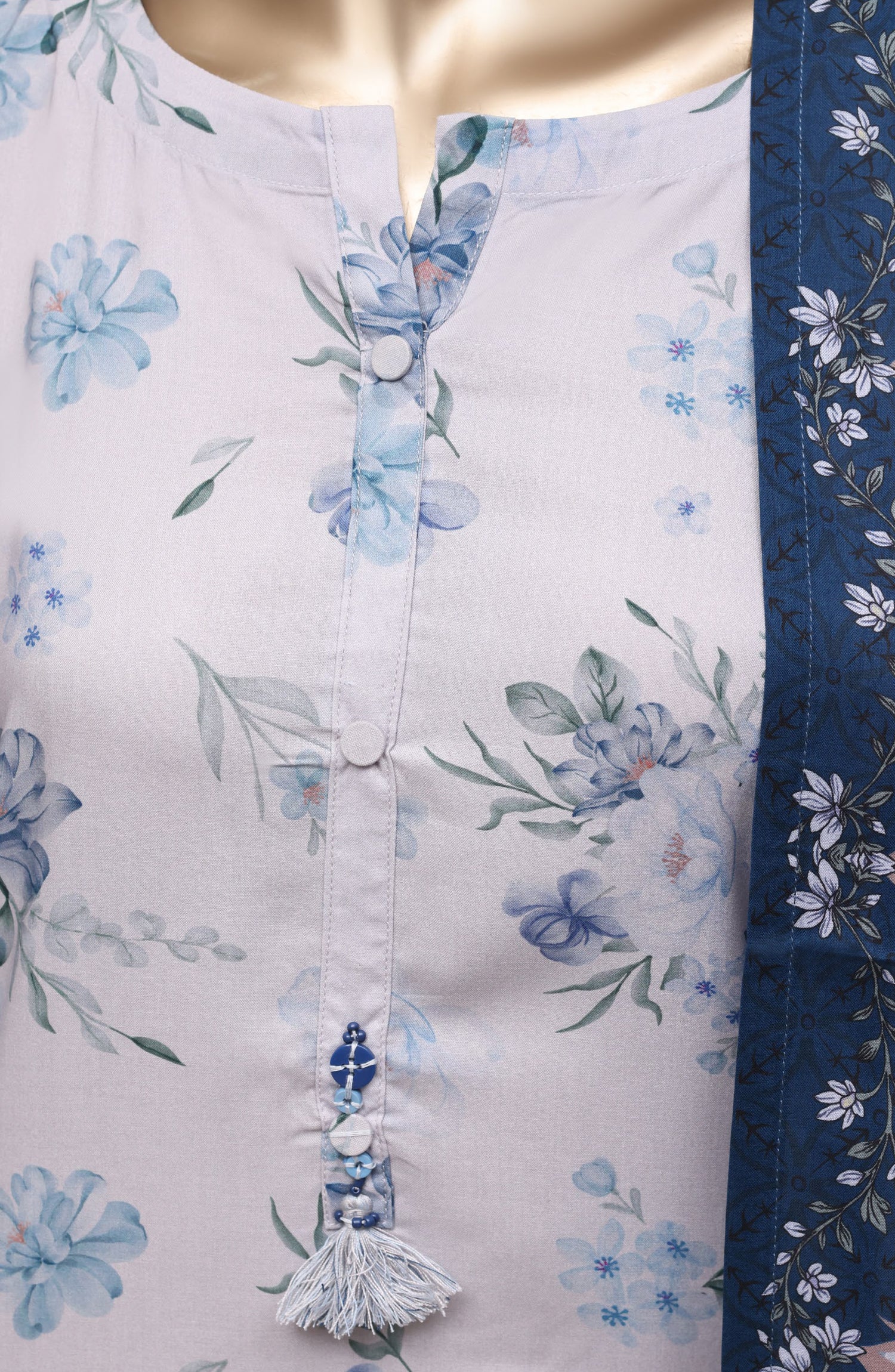 Sadabahar Printed Linen Stitched 3 Piece Suit - D-06 - SBD26NEN - Light Blue - Winter Collection