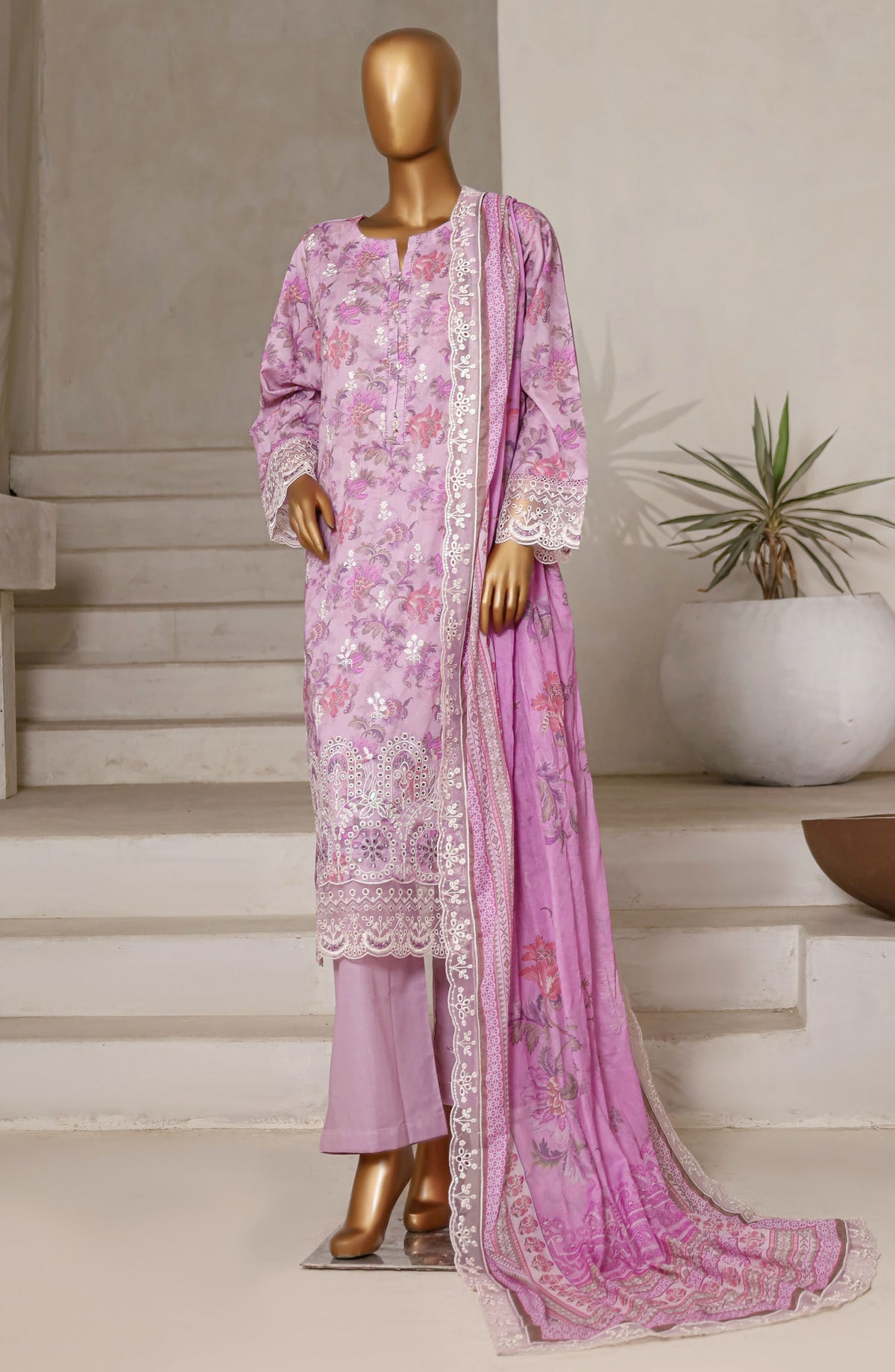 Amyrah by Sadabahar Chikankari Lawn Stitched 3 Piece Suit - D-06 - SBD25AYCL - Purple - Summer Collection