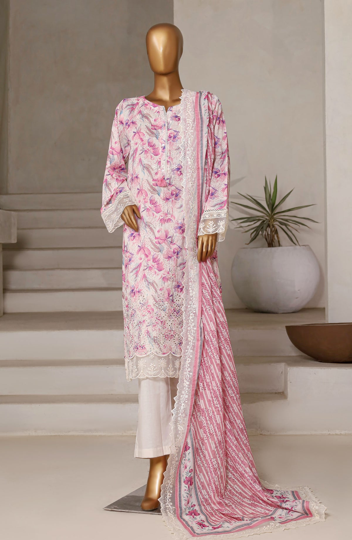 Amyrah by Sadabahar Chikankari Lawn Stitched 3 Piece Suit - D-04 - SBD25AYCL - White - Summer Collection