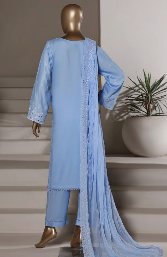 Sadabahar Embroidered Chikankari Stitched 3 Piece Suit - D-04 - SBD26KNR - Blue - Festive Collection