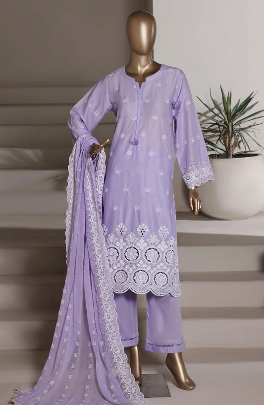 Sadabahar Embroidered Chikankari Stitched 3 Piece Suit - D-03 - SBD26KNR - Lilac - Festive Collection