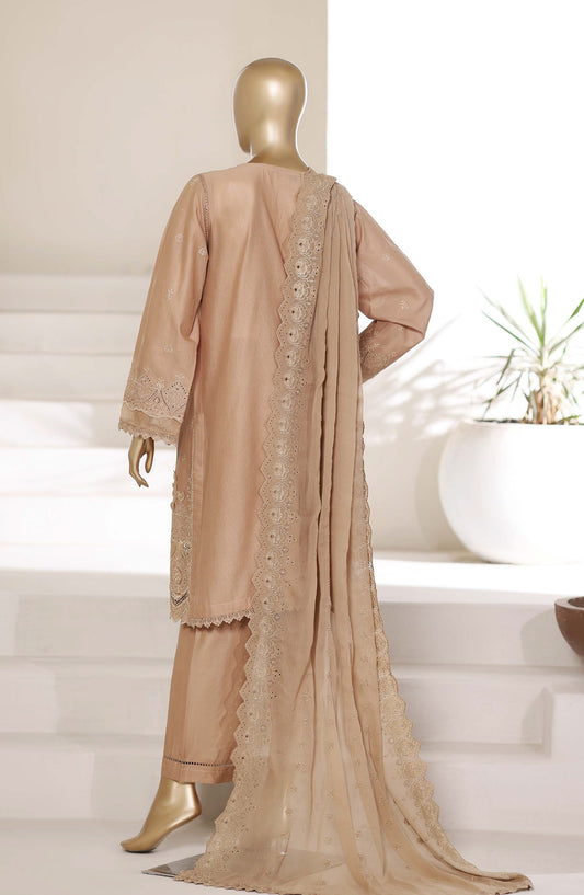 Sadabahar 3D Laser Work Chikankari Stitched 3 Piece Suit - D-04 - SBD26LSR - Peach - Festive Collection