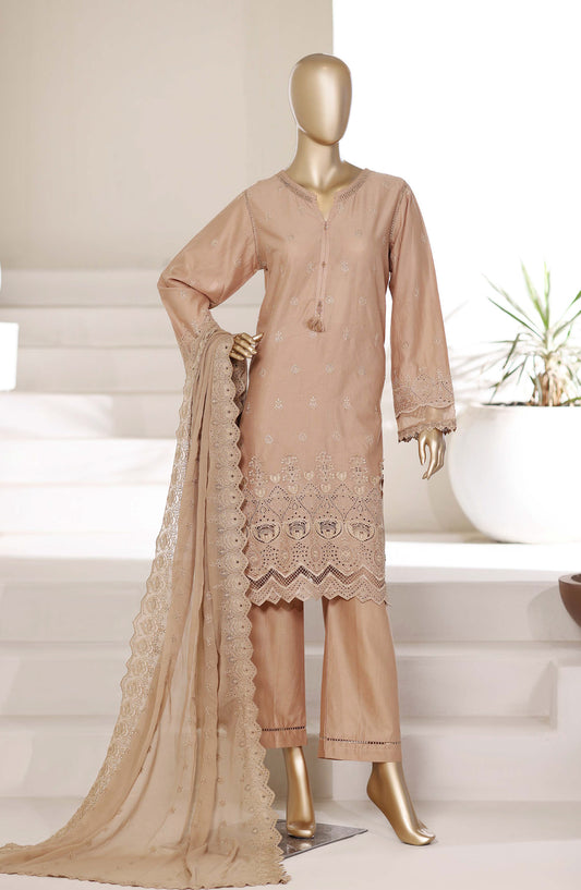 Sadabahar 3D Laser Work Chikankari Stitched 3 Piece Suit - D-04 - SBD26LSR - Peach - Festive Collection