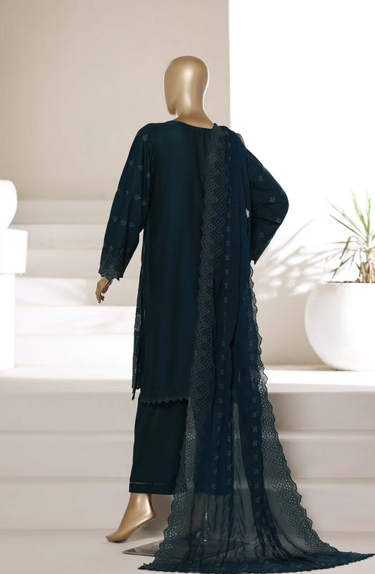 Sadabahar 3D Laser Work Chikankari Stitched 3 Piece Suit - D-01 - SBD26LSR - Teal - Festive Collection