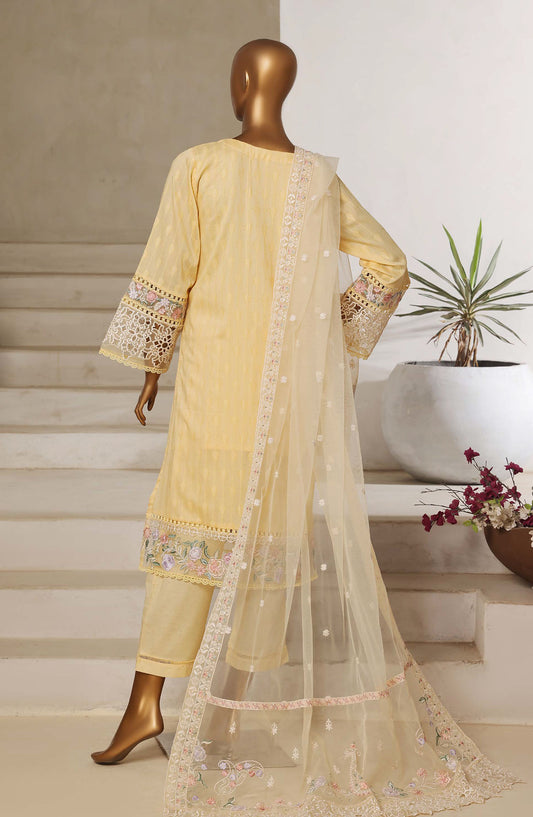 Sadabahar Embroidered Lawn Jacquard Stitched 3 Piece Suit - Design-06 - SBD25JLP - Yellow - Summer Collection