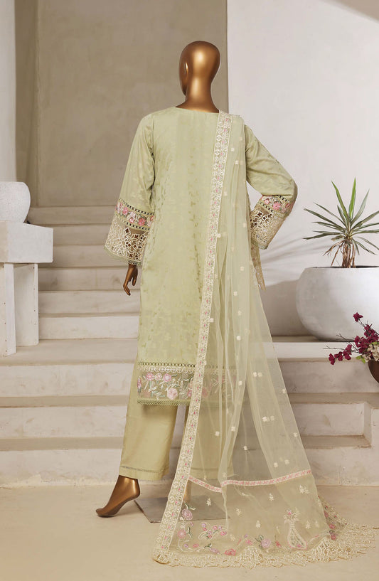 Sadabahar Embroidered Lawn Jacquard Stitched 3 Piece Suit - Design-01 - SBD25JLP - Green - Summer Collection