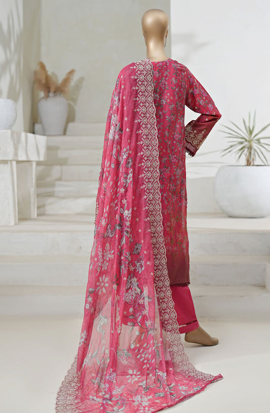 Sadabahar Printed and Embroidered Chikankari Lawn Stitched 3 Piece Suit - Design-02 - SBD25CT2 - Pink - Summer Collection