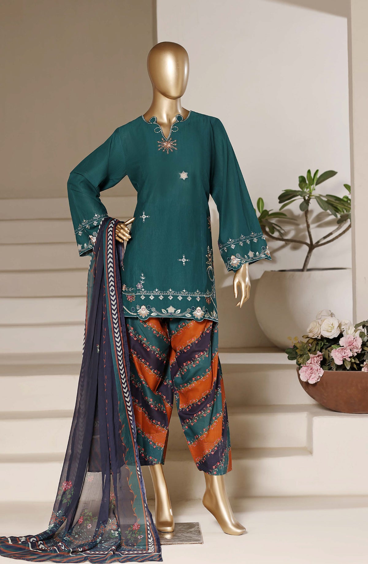 Sadabahar Eclair Embroidered Lawn Stitched 3 Piece Suit - TWD-07 - SBD26TWC - Green - Summer Collection