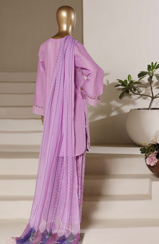 Sadabahar Eclair Embroidered Lawn Stitched 3 Piece Suit - TWD-04 - SBD26TWC - Purple - Summer Collection