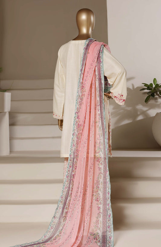 Sadabahar Eclair Embroidered Lawn Stitched 3 Piece Suit - TWD-03 - SBD26TWC - Fawn - Summer Collection