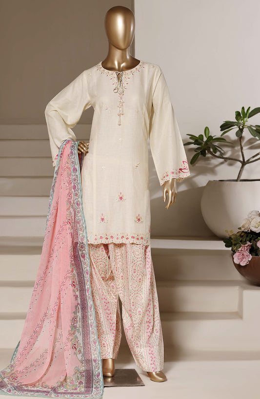 Sadabahar Eclair Embroidered Lawn Stitched 3 Piece Suit - TWD-03 - SBD26TWC - Fawn - Summer Collection