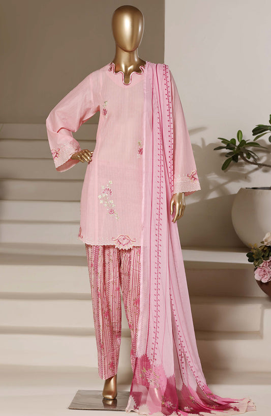 Sadabahar Eclair Embroidered Lawn Stitched 3 Piece Suit - TWD-01 - SBD26TWC - Pink - Summer Collection