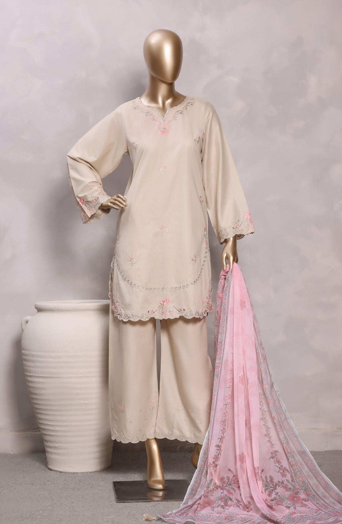 Sadabahar Eclair Embroidered Lawn Stitched 3 Piece Suit - D-06 - SBD26CTR - Beige - Summer Collection