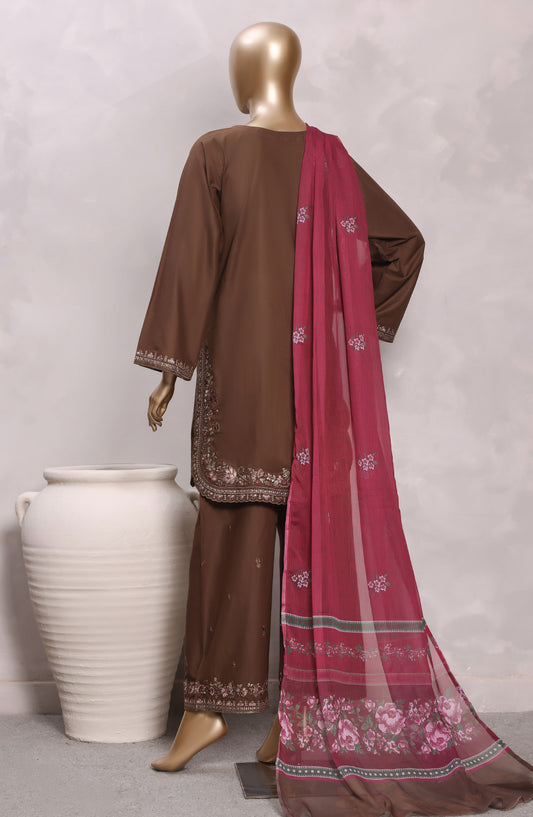 Sadabahar Eclair Embroidered Lawn Stitched 3 Piece Suit - D-05 - SBD26CTR - Brown - Summer Collection