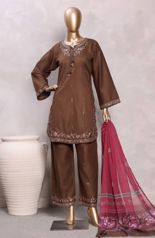 Sadabahar Eclair Embroidered Lawn Stitched 3 Piece Suit - D-05 - SBD26CTR - Brown - Summer Collection