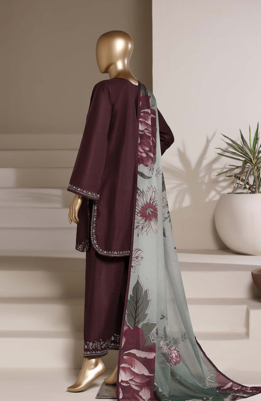 Sadabahar Eclair Embroidered Lawn Stitched 3 Piece Suit - D-06 - SBD26ECL - Maroon - Summer Collection