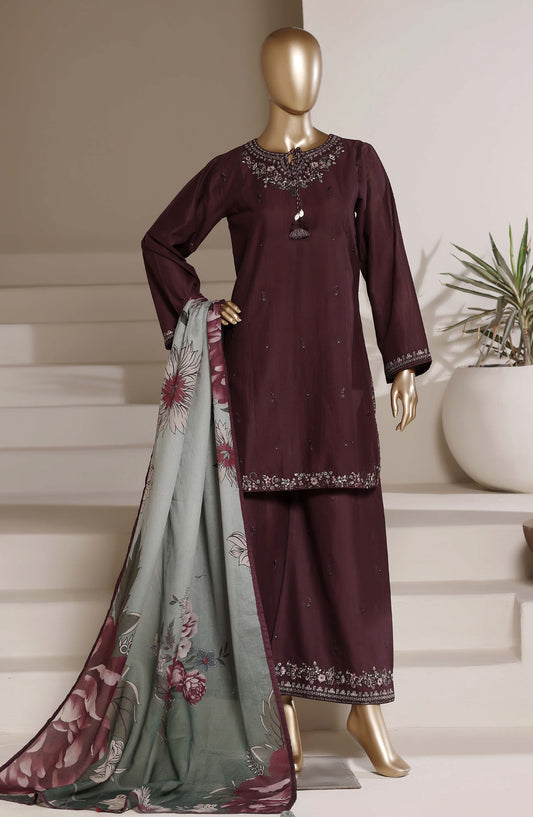 Sadabahar Eclair Embroidered Lawn Stitched 3 Piece Suit - D-06 - SBD26ECL - Maroon - Summer Collection