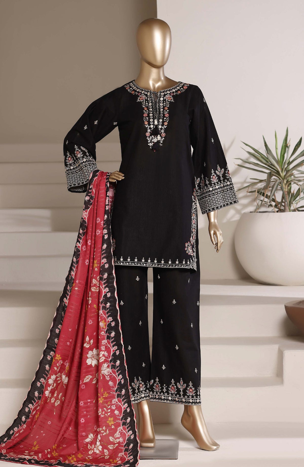 Sadabahar Eclair Embroidered Lawn Stitched 3 Piece Suit - D-05 - SBD26ECL - Black - Summer Collection