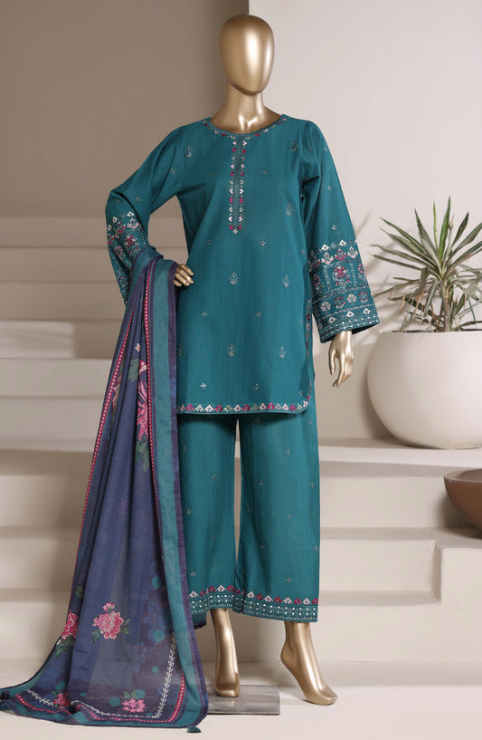 Sadabahar Eclair Embroidered Lawn Stitched 3 Piece Suit - D-04 - SBD26ECL - Teal - Summer Collection