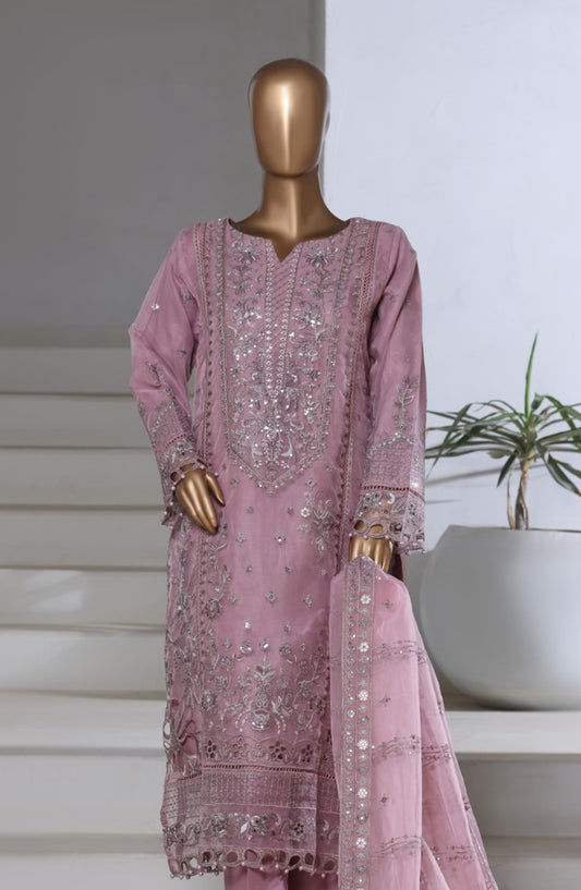 Sadabahar Exclusive Embroidered Organza Stitched 3 Piece Suit - DFE-08 AQ24 - SBD26DFE - Pink - Luxury Collection