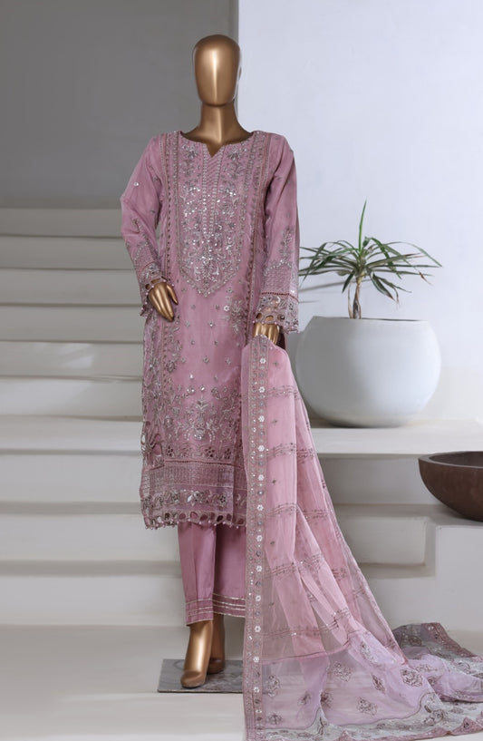 Sadabahar Exclusive Embroidered Organza Stitched 3 Piece Suit - DFE-08 AQ24 - SBD26DFE - Pink - Luxury Collection