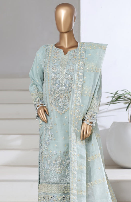 Sadabahar Exclusive Embroidered Organza Stitched 3 Piece Suit - DFE-07 AQ24 - SBD26DFE - Sea Green - Luxury Collection