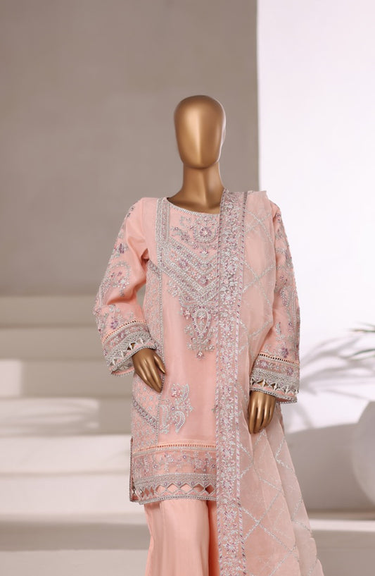Sadabahar Exclusive Embroidered Organza Stitched 3 Piece Suit - DFE-03 B30 - SBD26DFE - Pink - Luxury Collection